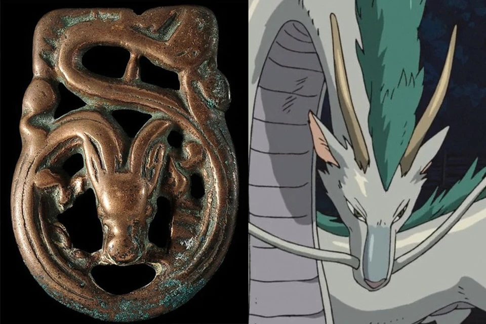 Дракон, изображенный на поясной пряжке, которой около 3 тысяч лет. И дракон из мультика «Унесенные ветром».