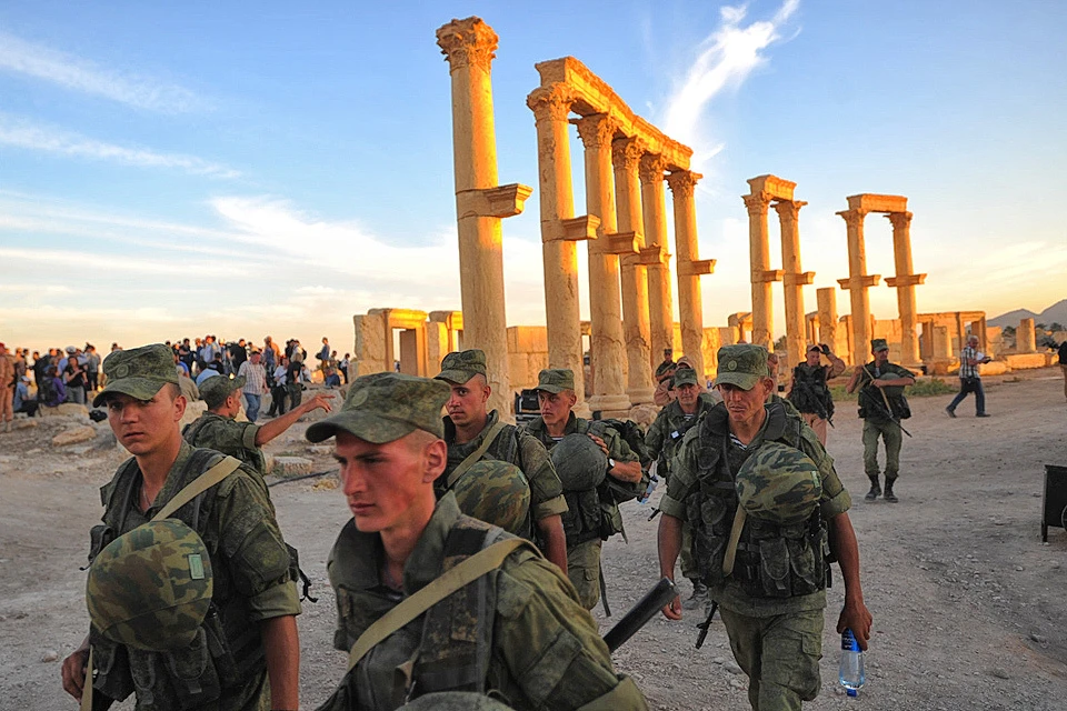 Российские военнослужащие в исторической части Пальмиры, май 2016 года.