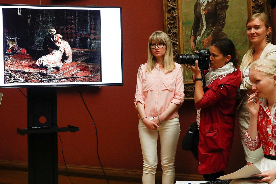 В Третьяковской галерее прошел брифинг, посвященный происшествию с картиной Репина «Иван Грозный и сын его Иван».