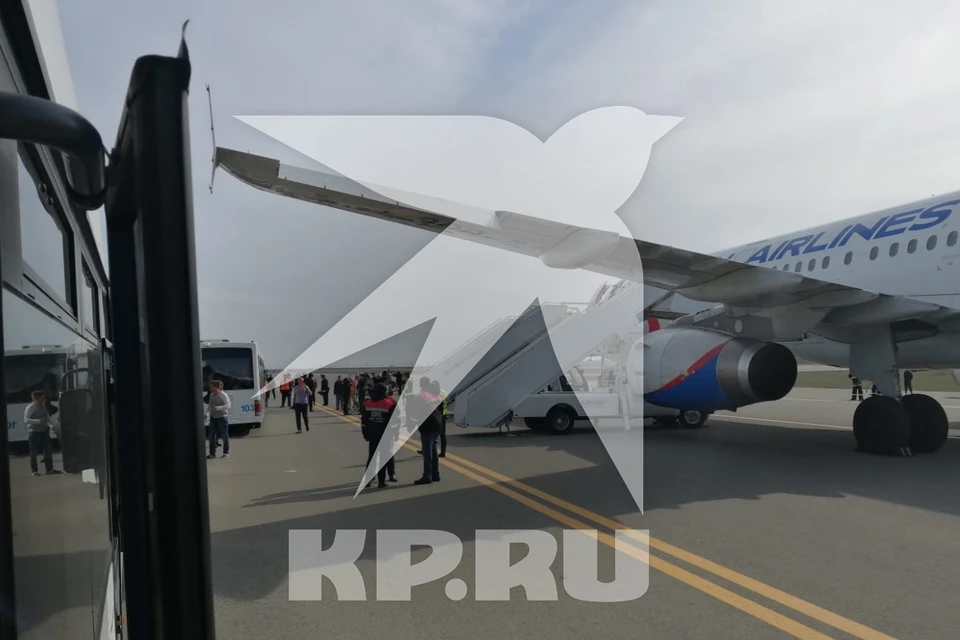 Самолет, который экстренно посадили в аэропорту Баку.