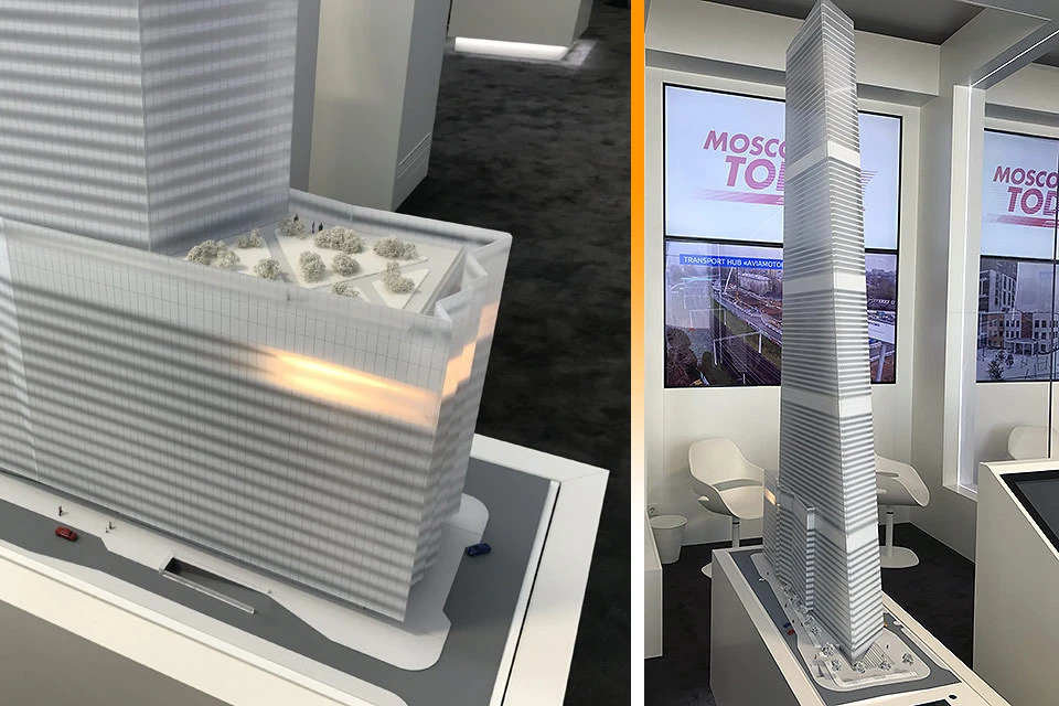 Макет будущей башни, которую возведут на территории Москва-сити.