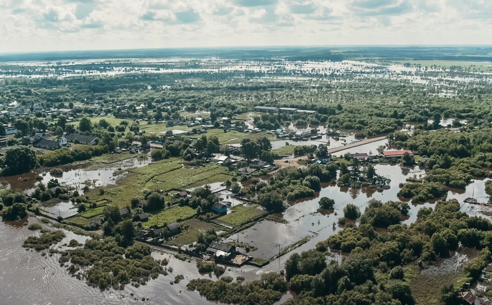 Затопленные территории в Амурской области. Фото: пресс-служба правительства области