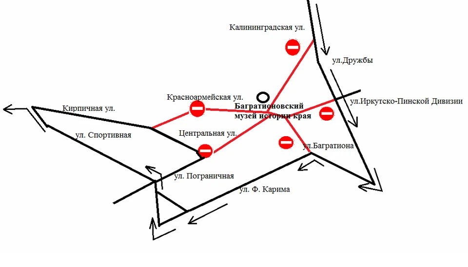 Перекрытие дорог в калининграде схема