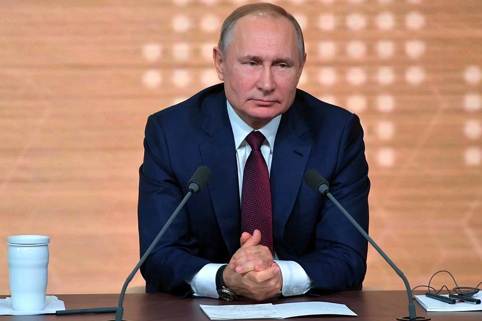 Владимир Путин во время Большой итоговой пресс-конференции.