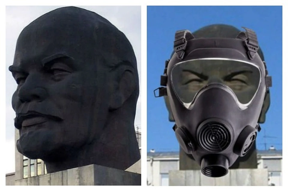 В Улан-Удэ на голову Ленина «надели» противогаз.