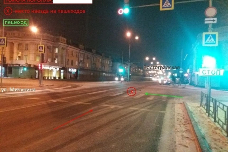 В Красноярске водитель вылетел на красный и сбил двух пешеходов. Фото: ГИБДД города