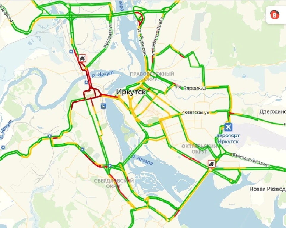 Пробки иркутск карта онлайн