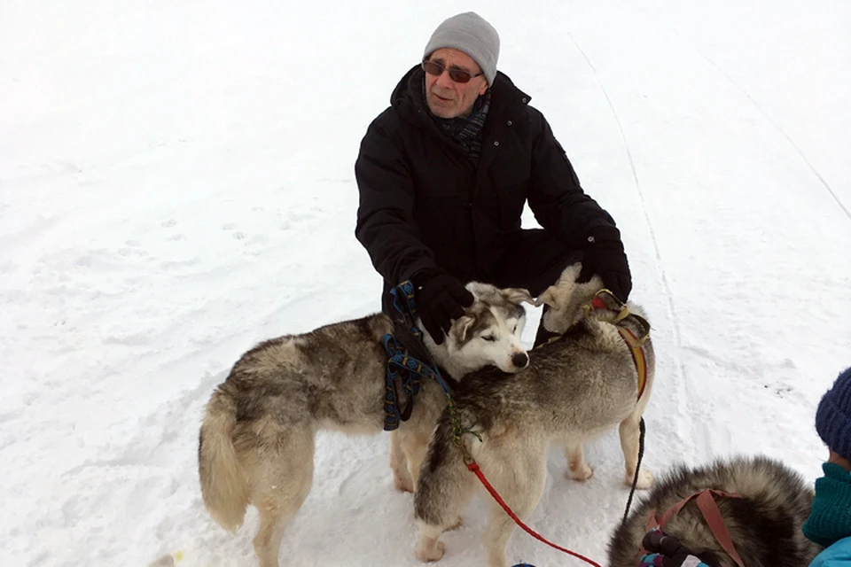 Гойко Митич поехал в мороз кататься на собачках и снегокатах