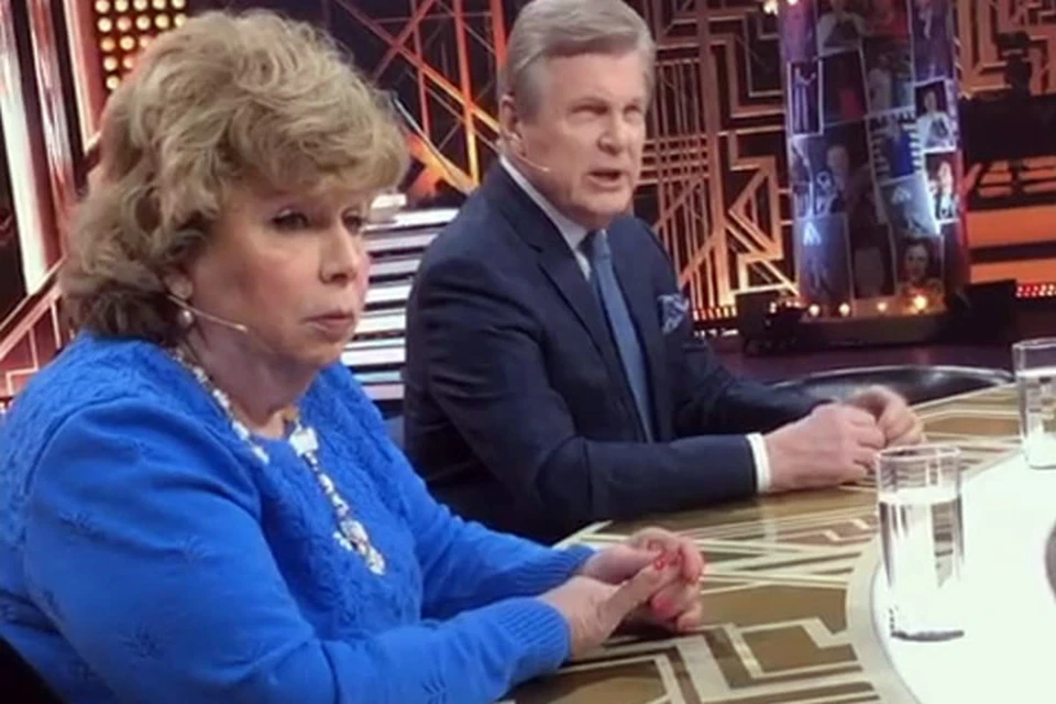Лариса Рубальская сидела рядом с Львом Лещенко на съемках 17 марта. Фото: кадр канала «Россия1»