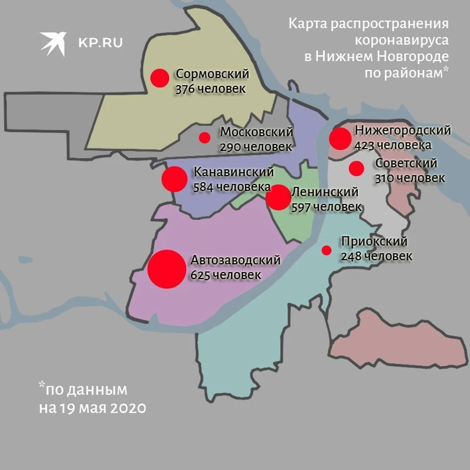 Коронавирус в Нижнем Новогороде по районам