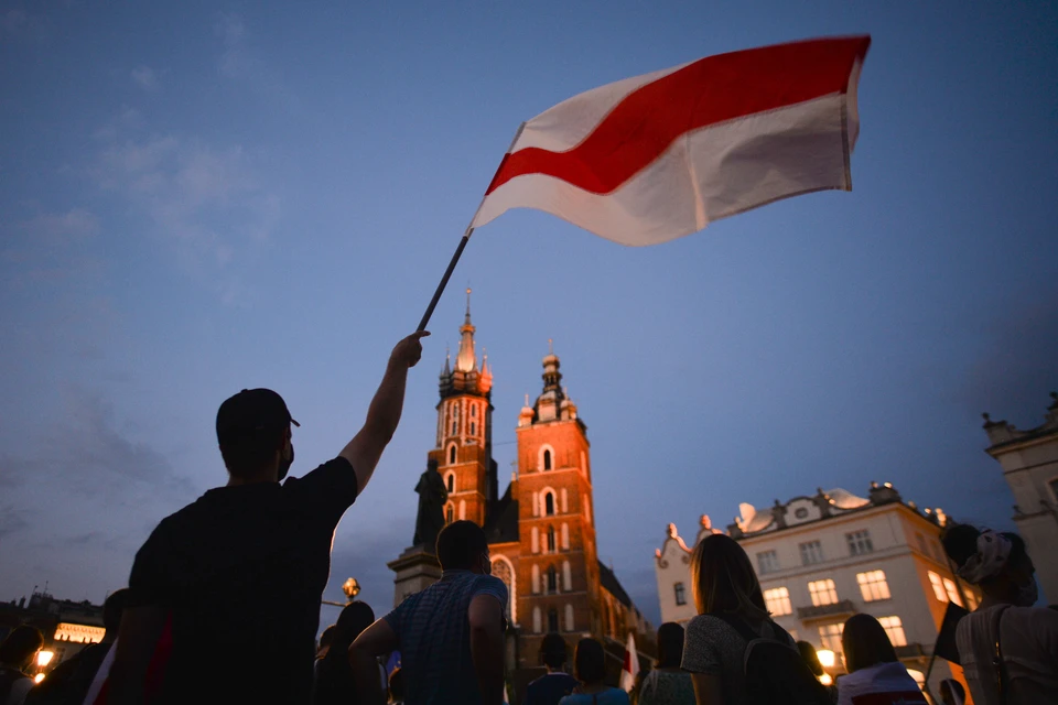16 августа в Кракове прошли демонстрации в поддержку протестующих в Беларуси