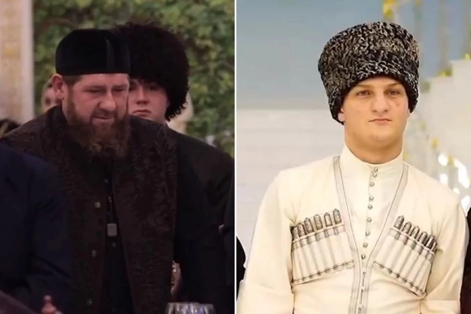 Рамзан Кадыров и его сын на горской церемонии посвящения юноши в мужчины. Фото: кадры видео