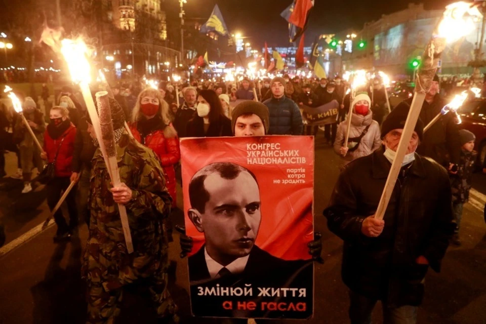 Факельное шествие в Киеве в день рождения Степана Бандеры