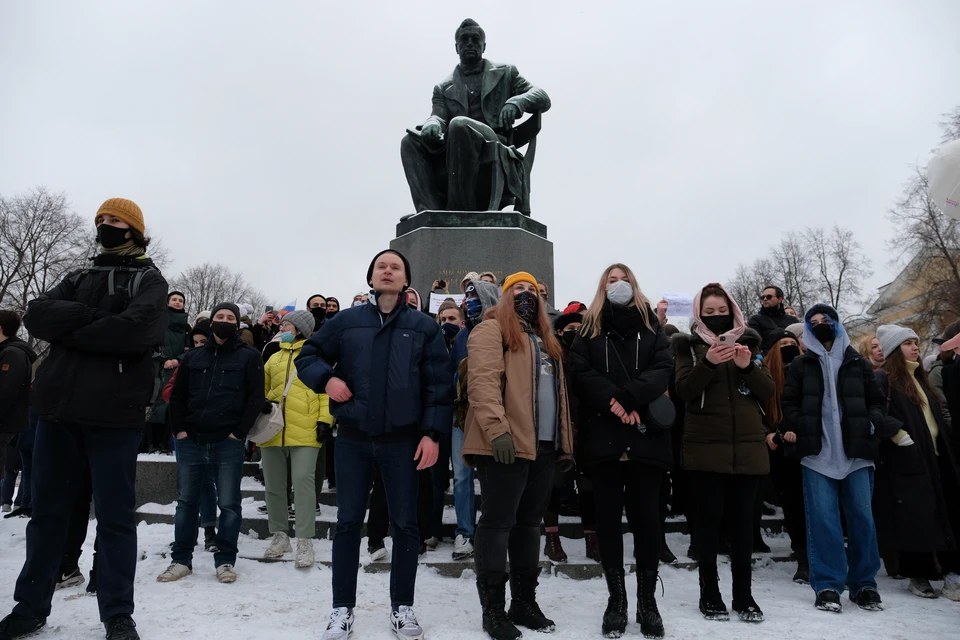 31 января на улицы Петербурга вышло много молодежи.