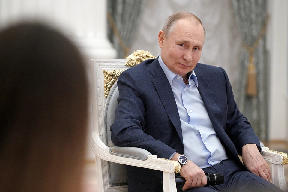 Президент РФ Владимир Путин во время встречи с участниками общероссийской акции взаимопомощи "Мы вместе" в Кремле.
