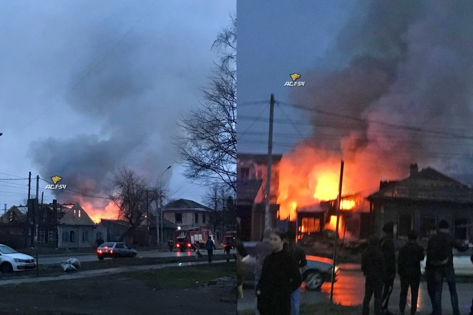 Загорелись два частных дома в Октябрьском районе. Фото: "АСТ-54"