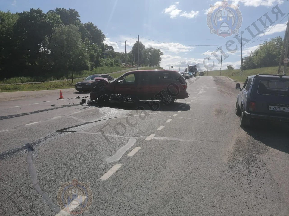 Автоледи в Тульской области сбила мотоциклиста