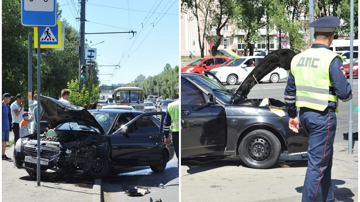 В Челябинске машина после аварии вылетела на остановку общественного  транспорта - KP.RU