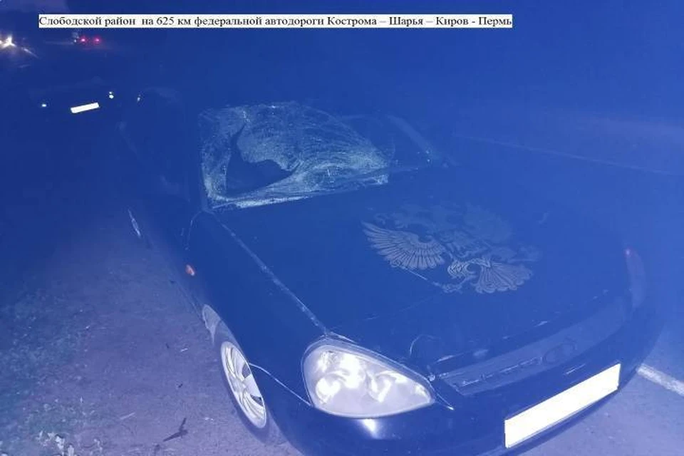Водитель «Лады Приоры» не увидел пешехода из-за темноты. Фото: vk.com/gibdd43