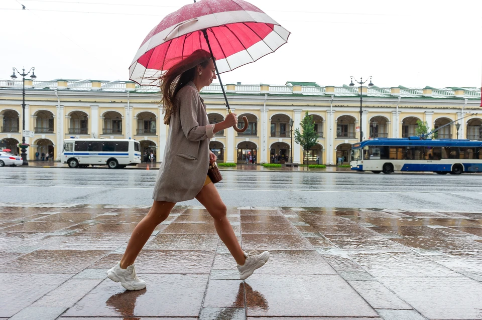 Мощный ливень обрушился на Петербург утром 26 июня