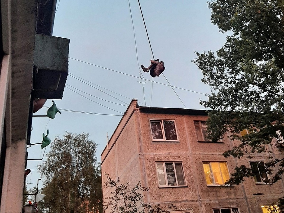 «Человек-паук» завис на проводах между домами в Невском районе Петербурга -  KP.RU