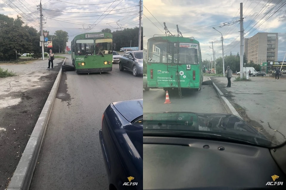 В Новосибирске у троллейбуса во время движения отвалилось колесо. Фото: "АСТ-54".