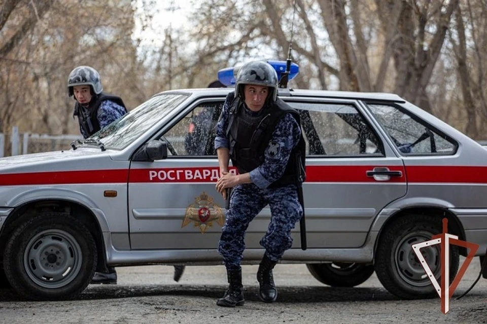Росгвардейцы доставили подозреваемого в полицию. Фото: управление Росгвардии по Свердловской области