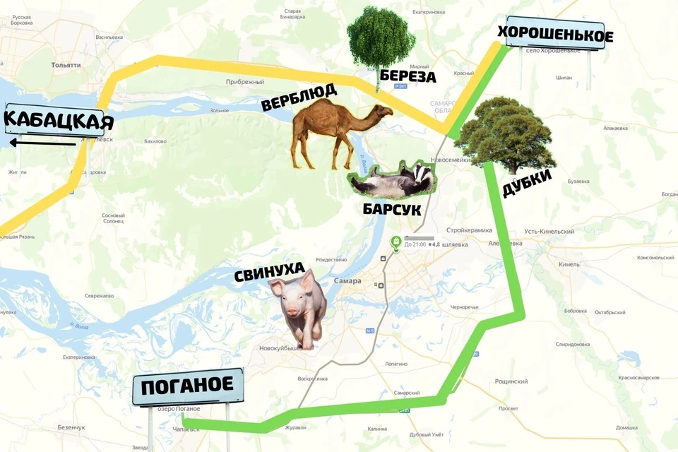 Бывает, важны только начало и конец пути. Источник фото: коллаж на основе скриншота сервиса Яндекс.Карты