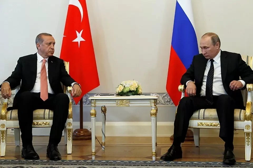 Президент Турции Тайип Эрдоган и российский лидер Владимир Путин