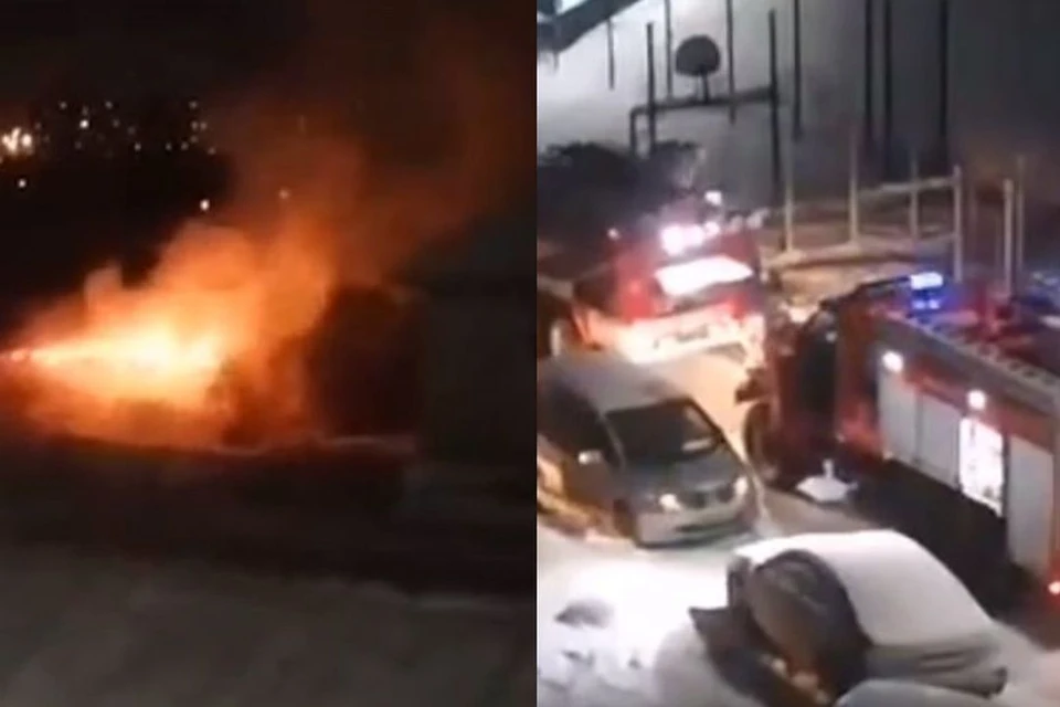 В Октябрьском районе Новосибирска случился пожар. Фото: Кадр из видео