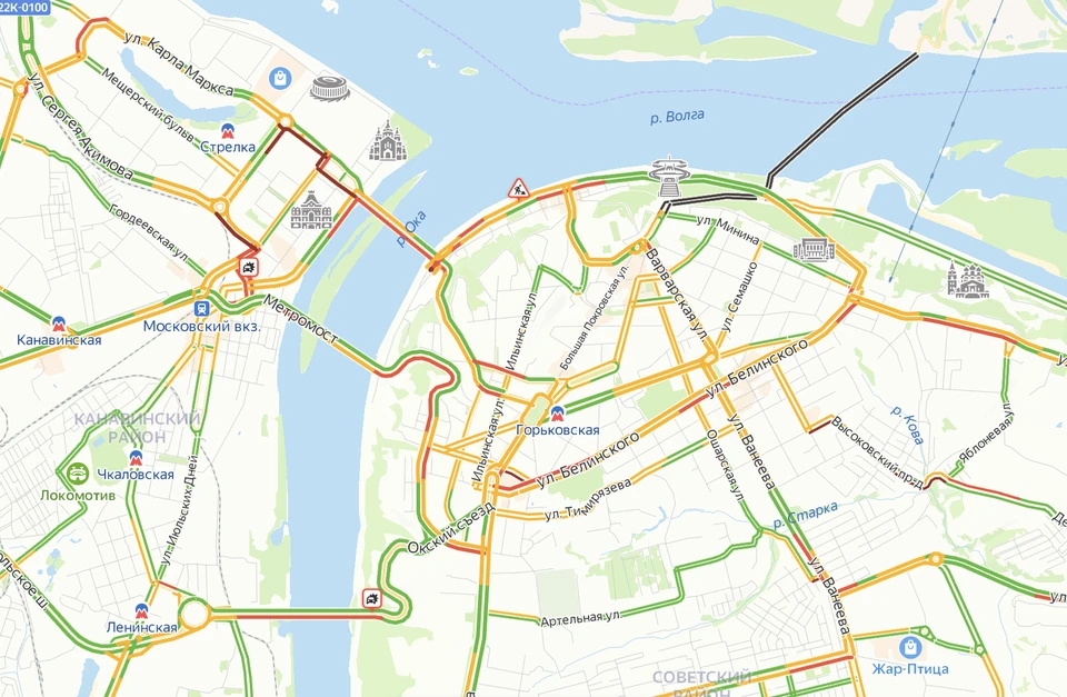 Карта нижнего новгорода пробки на дорогах онлайн в реальном времени