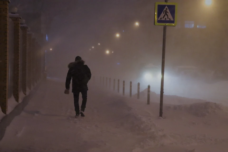 Видимость на улицах Южно-Сахалинска почти нулевая