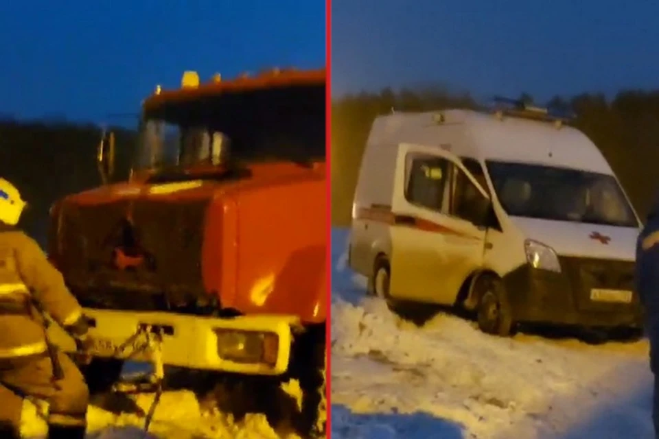 Машины намертво застряли в снегу // скриншот видео