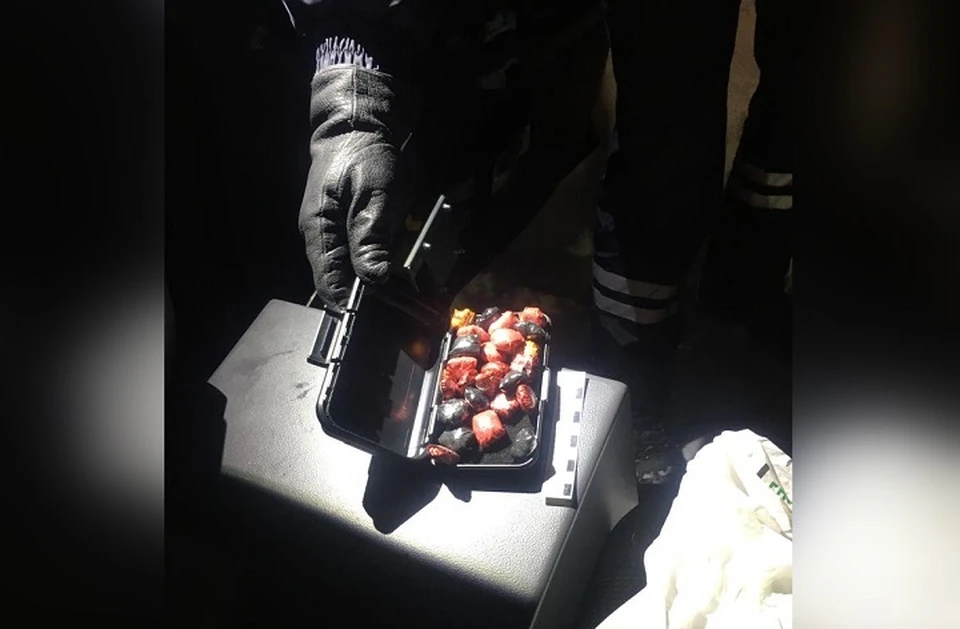 Задержанные объяснили полицейским, что сейф получили от неизвестного лица через тайник-закладку. Фото: ГИБДД по Екатеринбургу