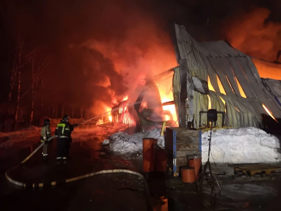 В Туле ночью на улице Щегловская засека сгорел большой промышленный ангар