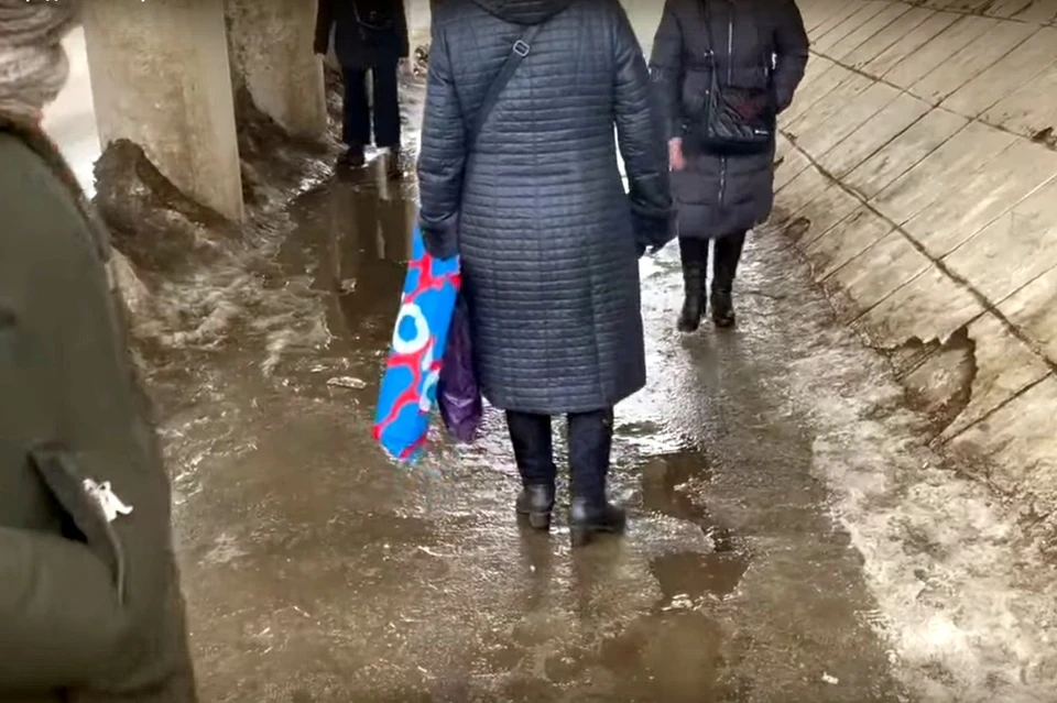 Трудности перехода: рязанцы осваивают акробатику, чтобы перейти под мостом на Московском шоссе.