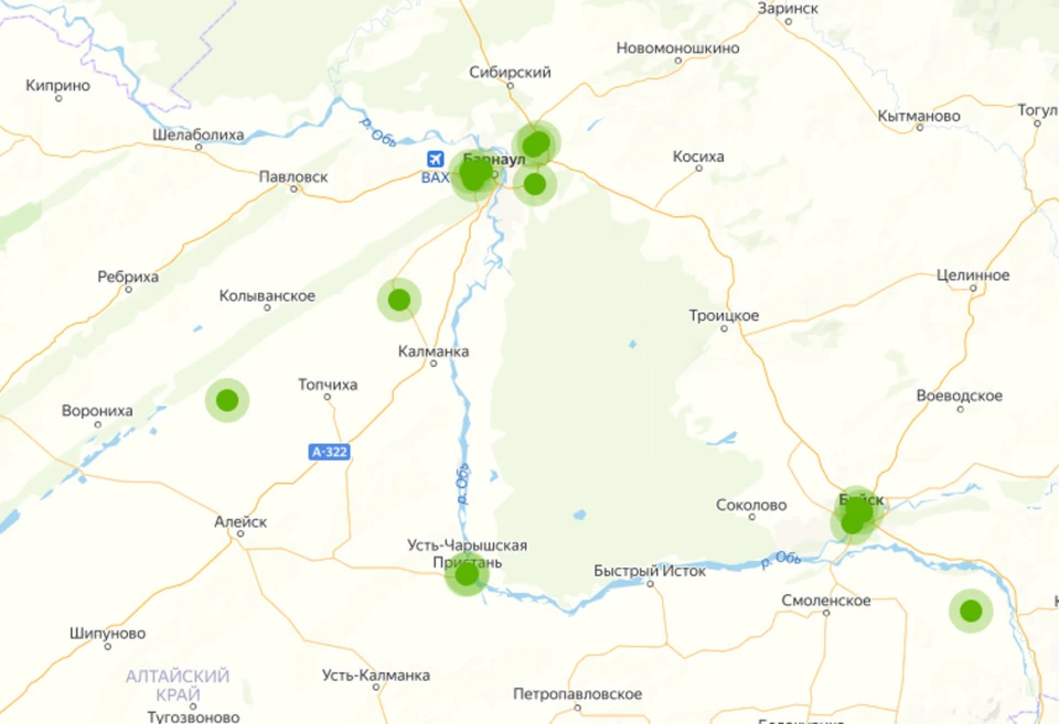«Карта помощи жителям Донбасса». Скриншот карты RT