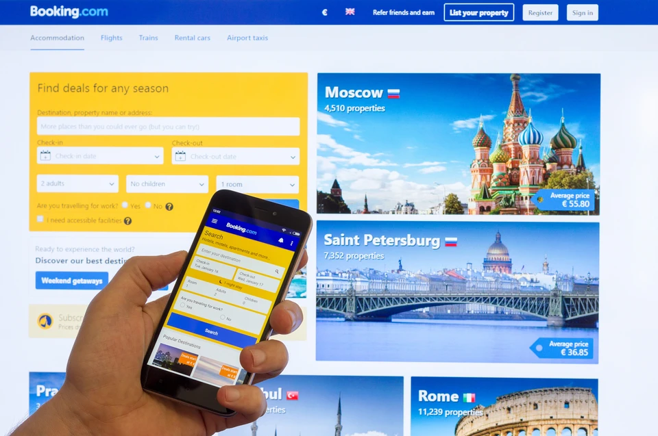 Сервис Booking.com перестал отображать результаты поиска объектов в России.