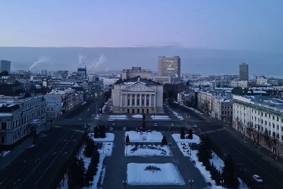 Гигантскую букву было видно из рабочего кабинета президента Татарстана. Фото: @rusminnikhanov