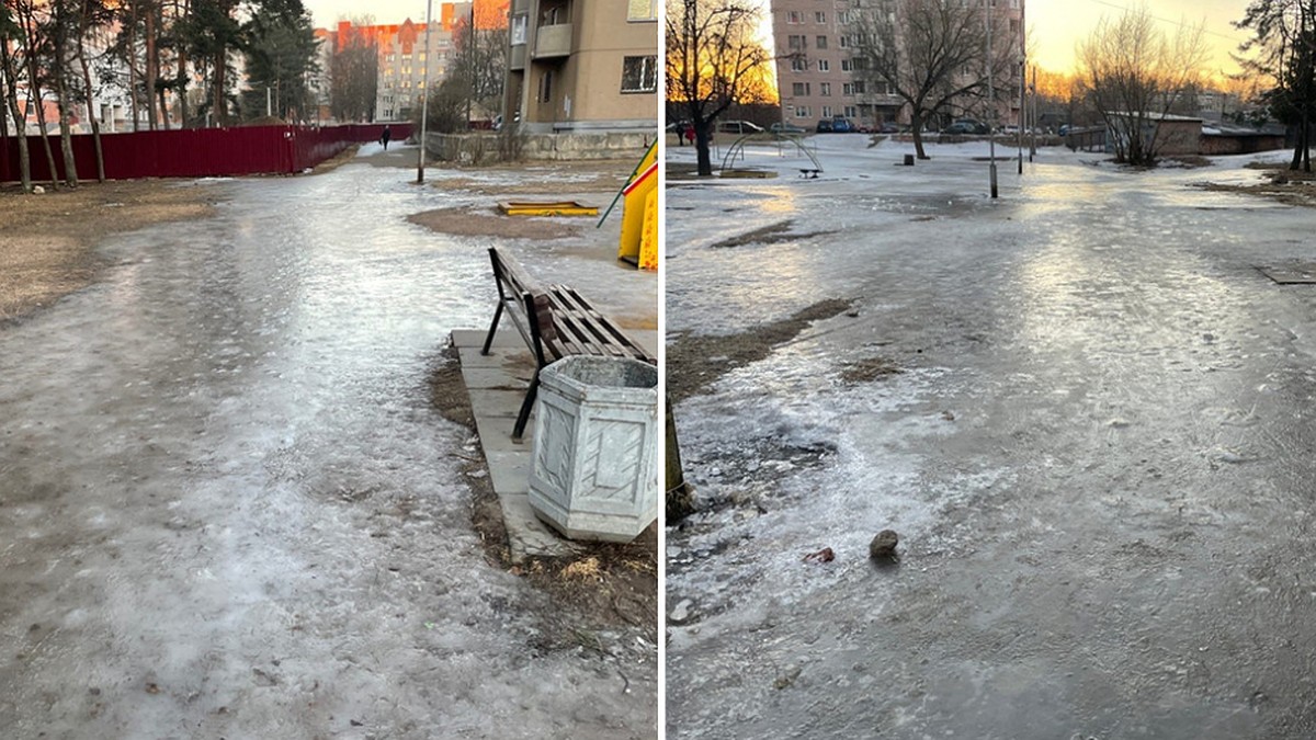 Псковичка пожаловалась на «бесплатный каток» во дворе улицы Госпитальной в  Пскове - KP.RU