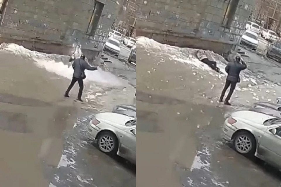 После падения глыбы женщина отделалась сотрясением и рваной раной головы. Фото: стоп-кадр