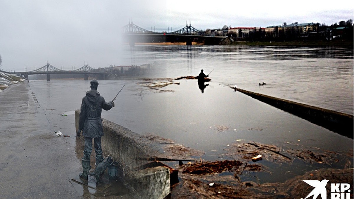 Неужели нам грозит потоп: рыбак у Горсада уже по пояс в воде, а в Твери  введён режим повышенной готовности - KP.RU