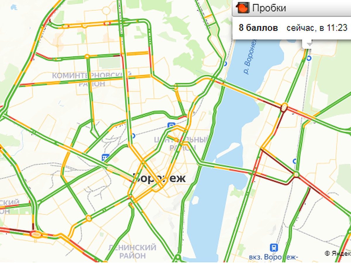 Пробки в воронеже сейчас показать на карте