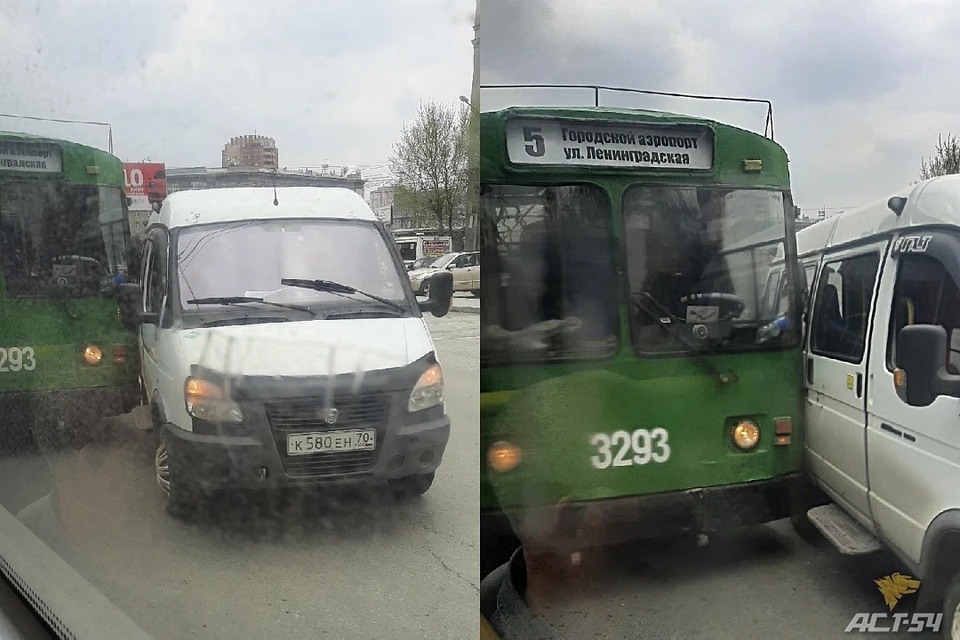 Троллейбус притерся к «ГАЗели» сбоку.