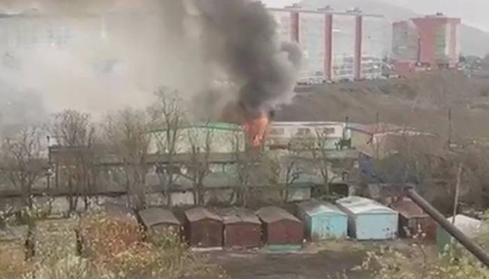 В Петропавловске-Камчатском сгорели два бокса с машинами. Фото: социальные сети.