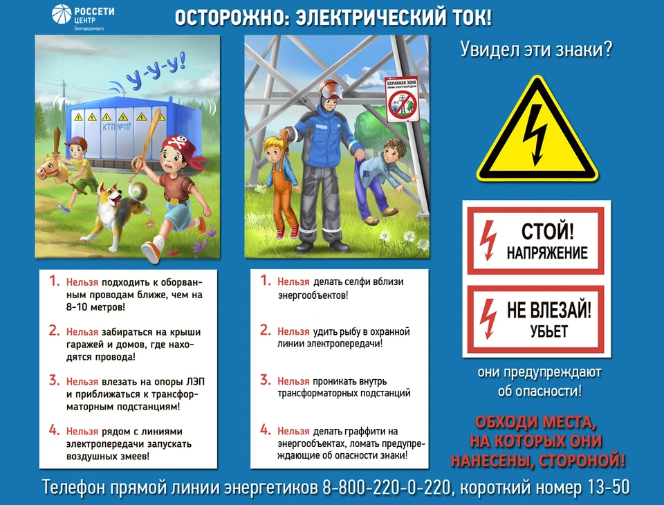 Неразумное поведение в охранной зоне энергообъектов может привести к электротравме и даже к гибели человека.