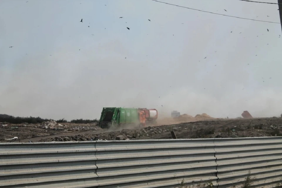 Под Новосибирском ликвидировали горение незаконной свалки рядом с полигоном «Левобережный».