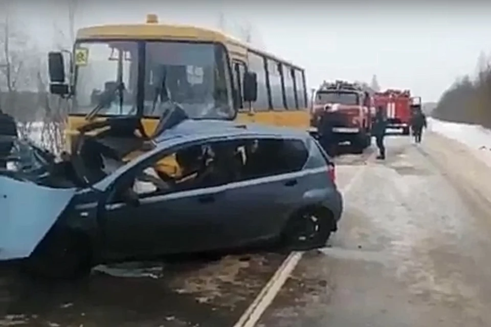 Водитель и пассажир легковушки погибли в лобовом ДТП со школьным автобусом. Фото: vk.com/public48118526