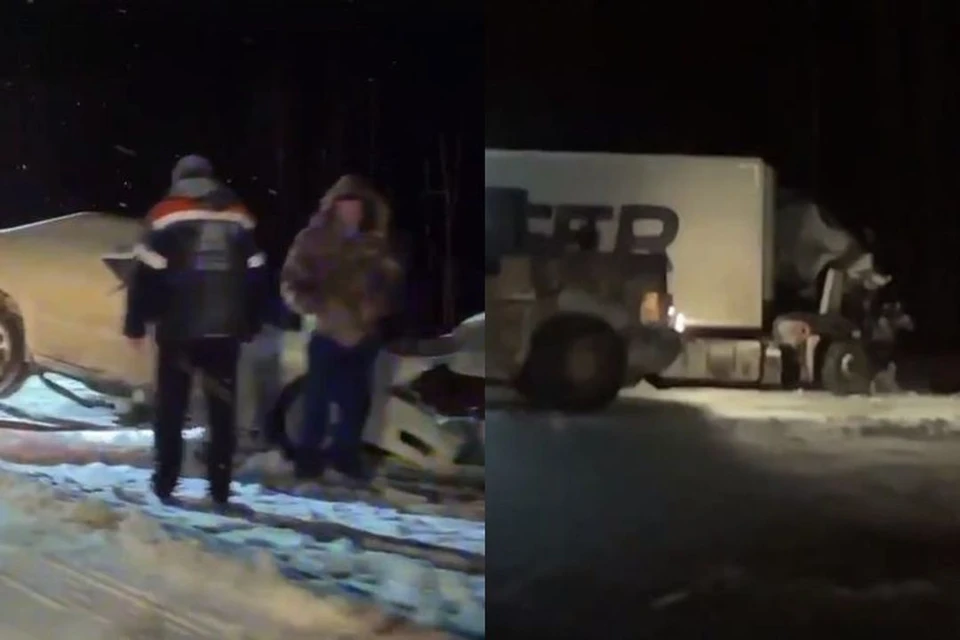 В Новосибирской области произошло жесткое ДТП с двумя фурами и легковушкой. Фото: "АСТ-54"