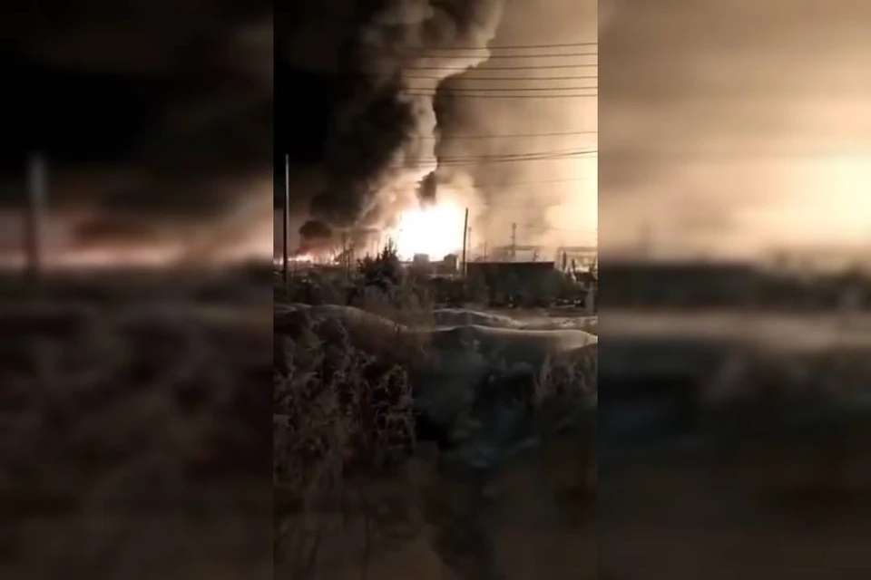 Пожар на нефтяном месторождении в Усть-Кутском районе 19 декабря 2022. Фото: Т-канал губернатора Иркутской области Игоря Кобзева